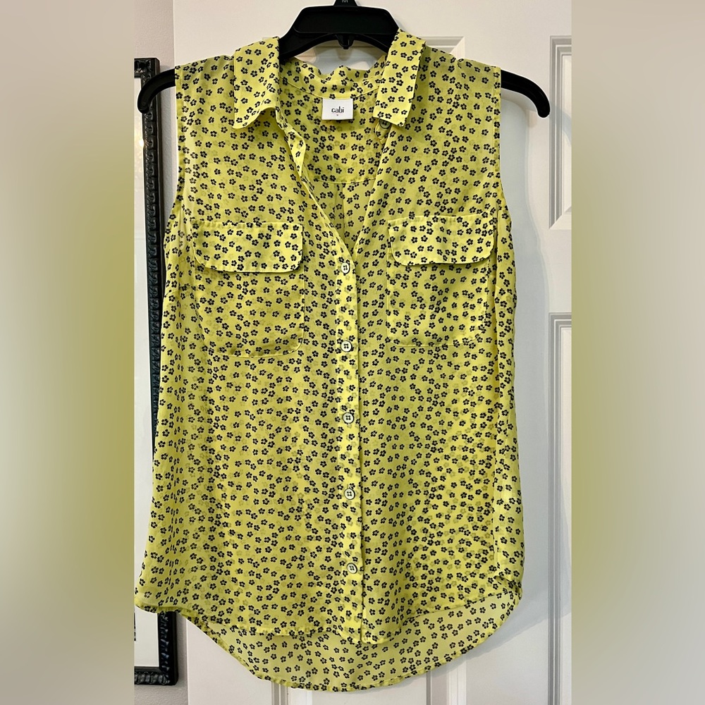 Sleeveless CAbi button up collared blouse